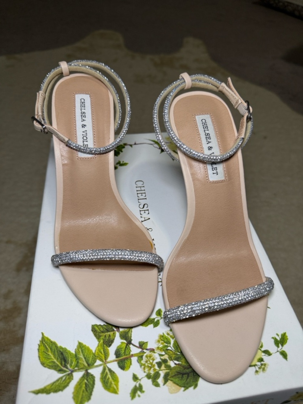 Chelsea & Violet Blush Rhinestone Ankle-Strap Heels - Picture 9 of 9